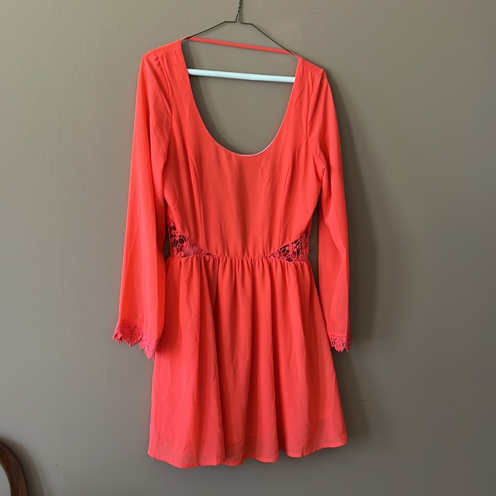 Low back cut, long sleeve cocktail dress